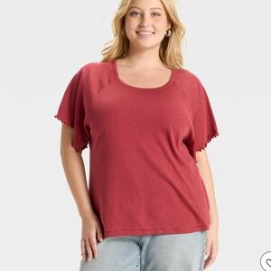 Ava &‎ Viv Women's Flutter Short Sleeve Knit T-Shirt